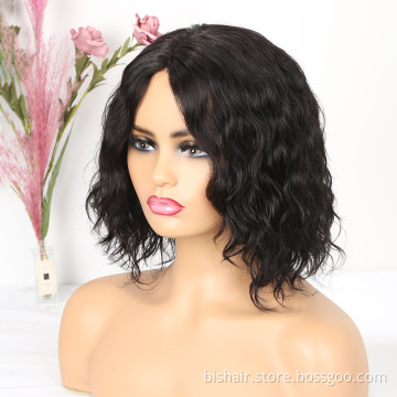 BIS Short Lace Part Wigs For Women Human Hair Wig Natural Wave Brazilian Remy Natural Black/99j/30 Pre Plucked Bleached Knots